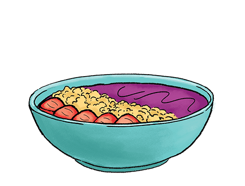 Prepare a Brazilian smoothie bowl made of blended purple berries called açaí (pronounced ah-sigh-EE).