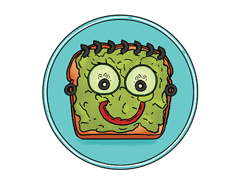 Prepare spooky avocado toast to look like Frankenstein’s monster!